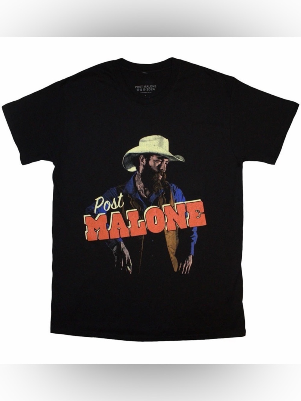 Men's Post Malone Cowboy T-shirt Large Black